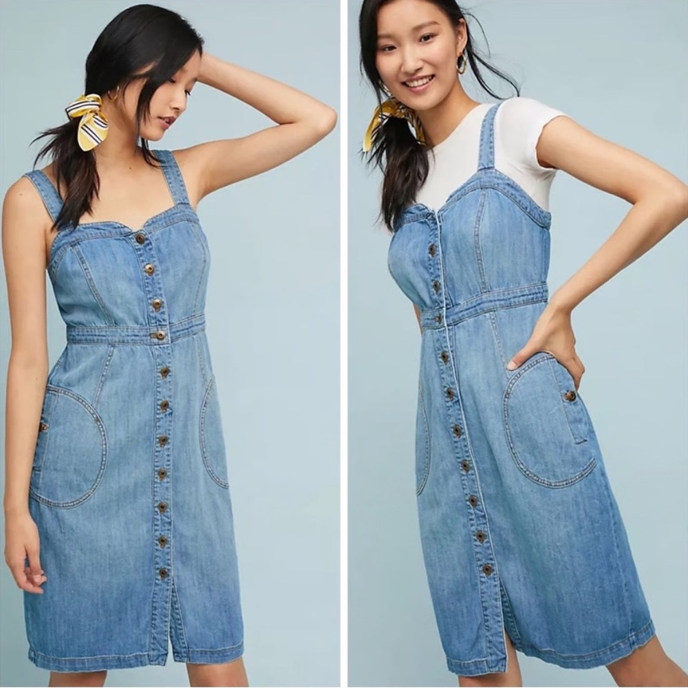Pilcro and the Letterpress Blue Denim Button-Down Dress